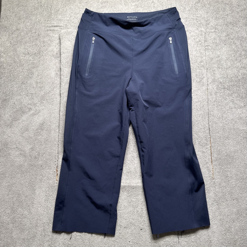 Athleta Fairway Golf Pants Womens 8 Navy Blue 20" Zip Pockets Athleisure Stretch